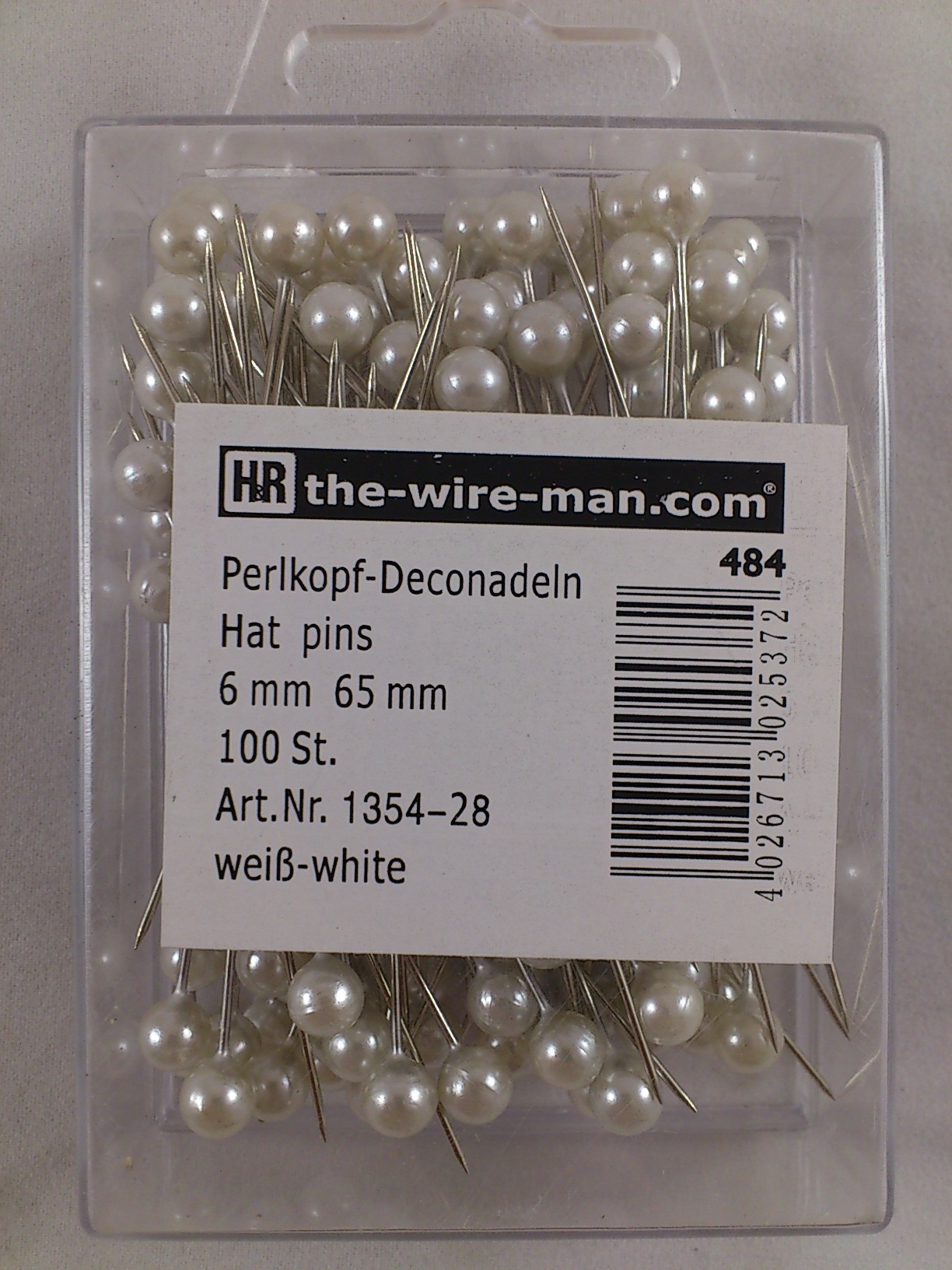 Colored pins 6 mm 100 p. white
